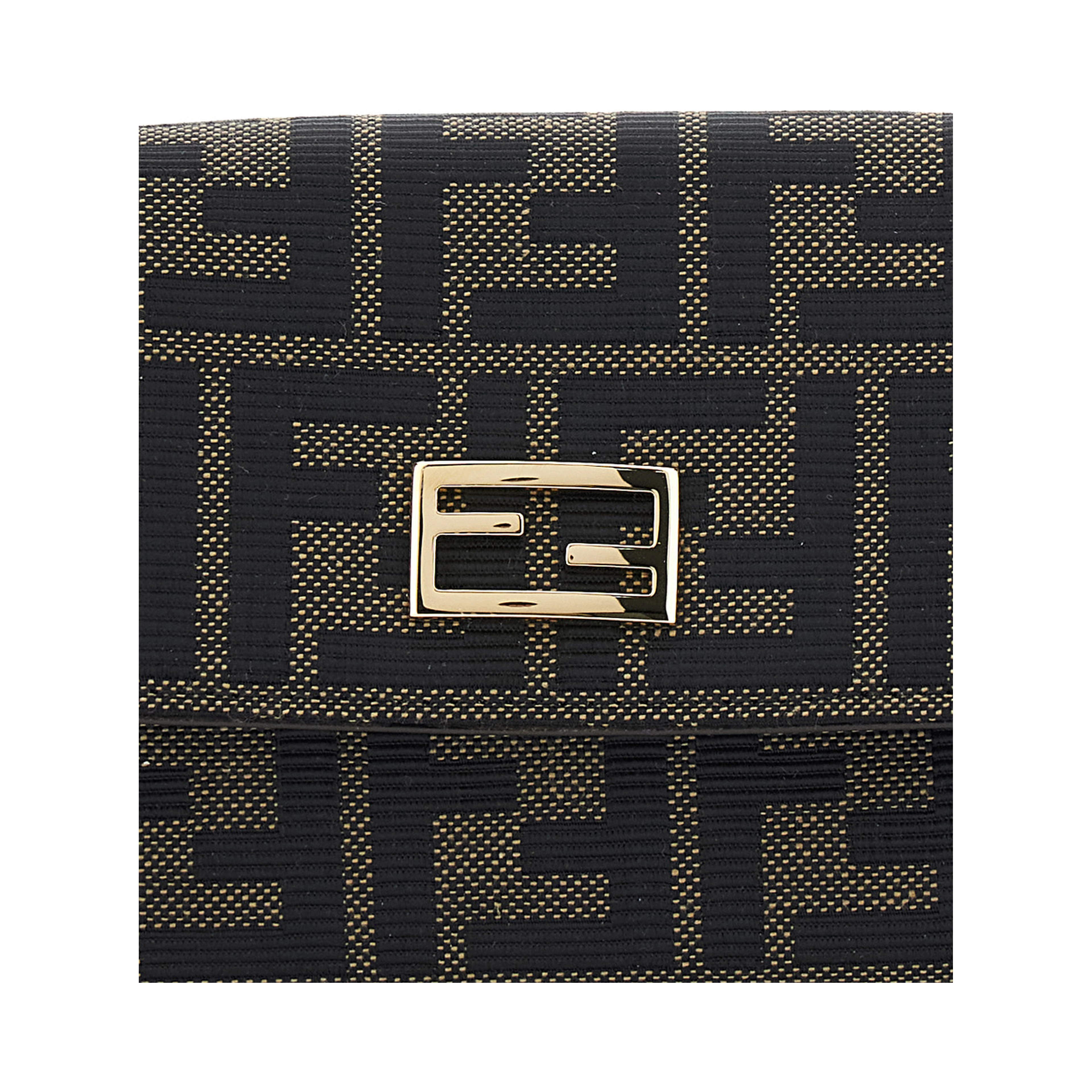 Brown Crossbody bag with chain strap and FF plate on the front in FF canvas for women