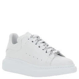 Low Top Sneaker Alexander McQueen with logo lettering on tongue and heel in white leather for men