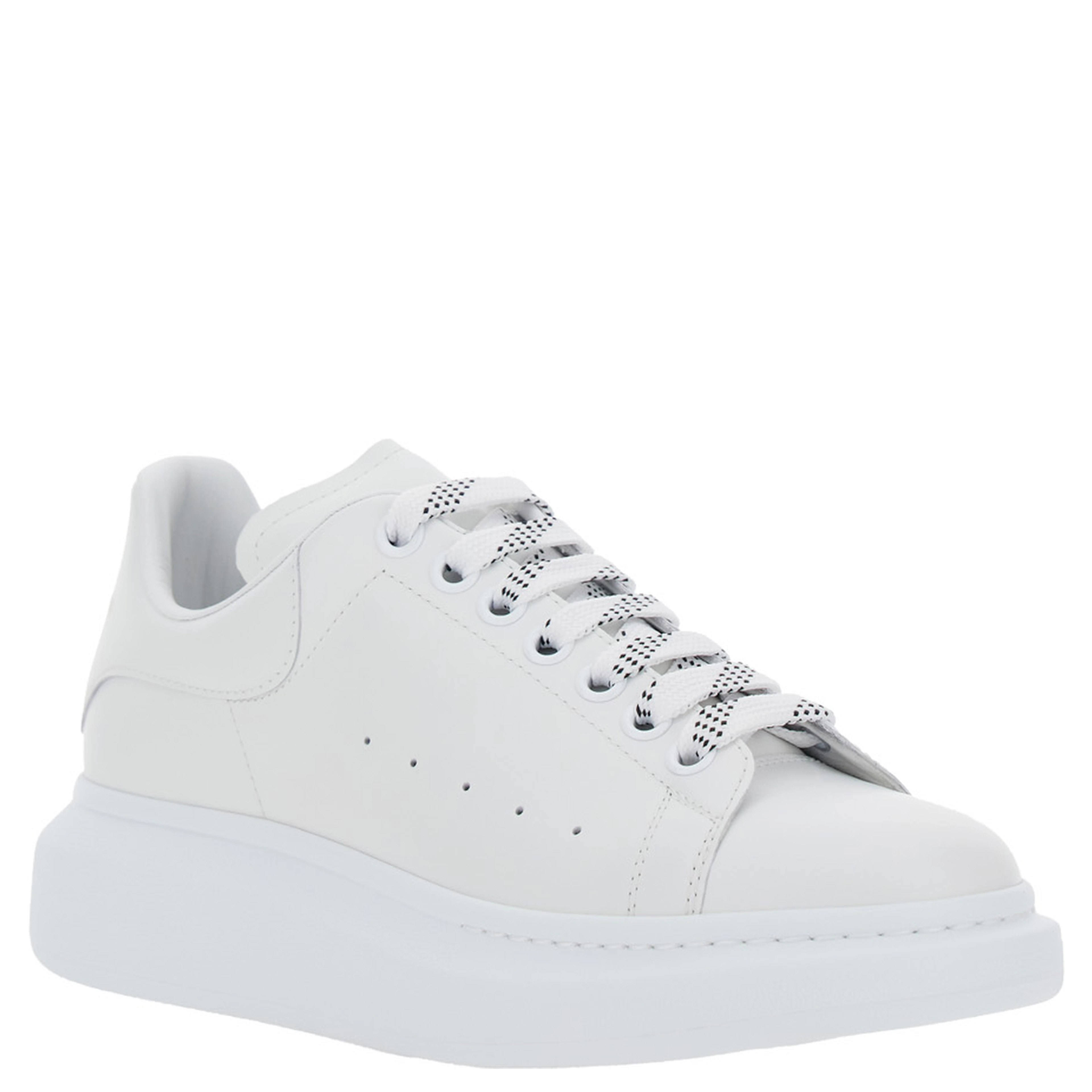 Low Top Sneaker Alexander McQueen with logo lettering on tongue and heel in white leather for men