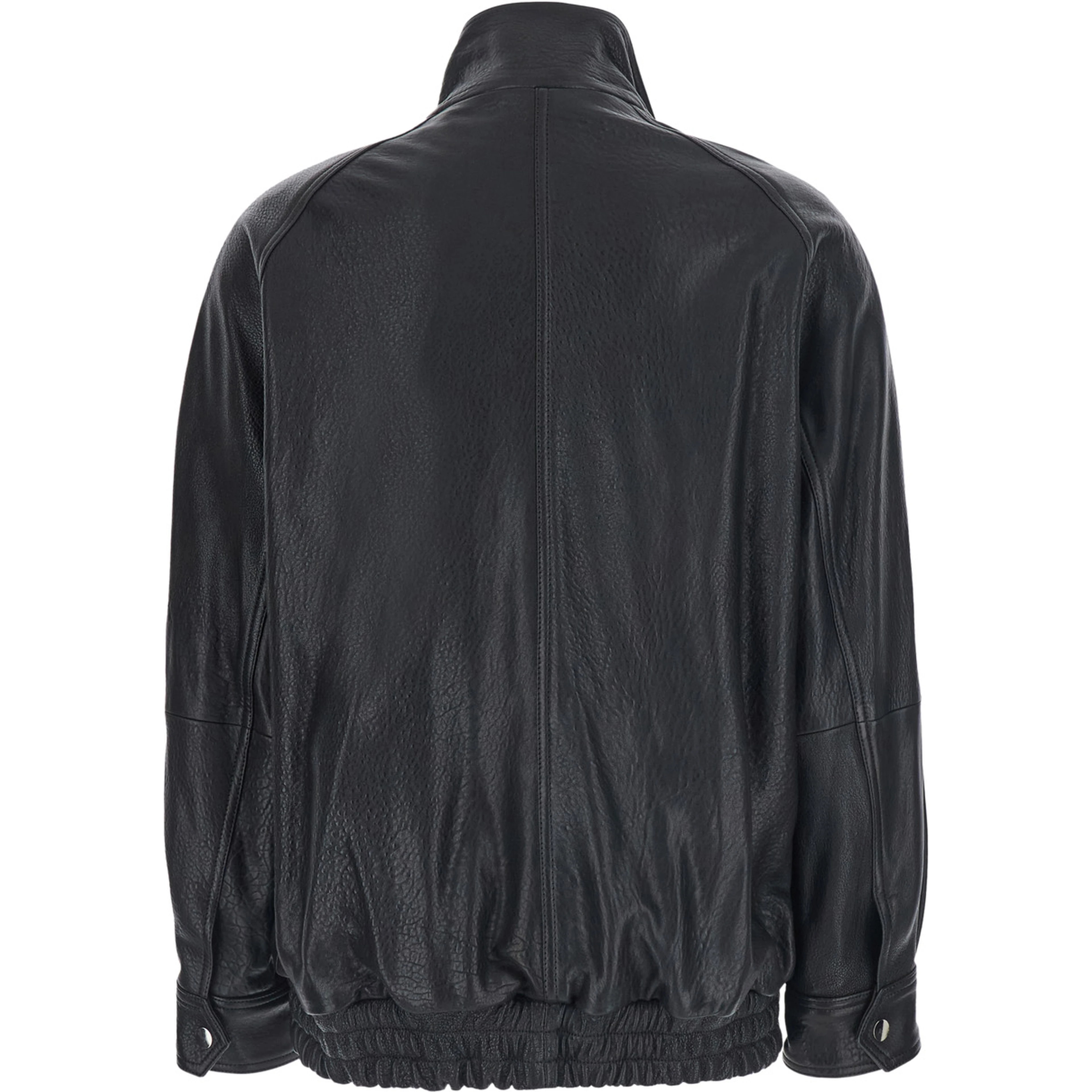 black Jackets with high collar and semi-elasticated waist in leather for women