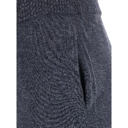 Gray pants with elasticated waist and logo patch on the back in wool and cashmere for women