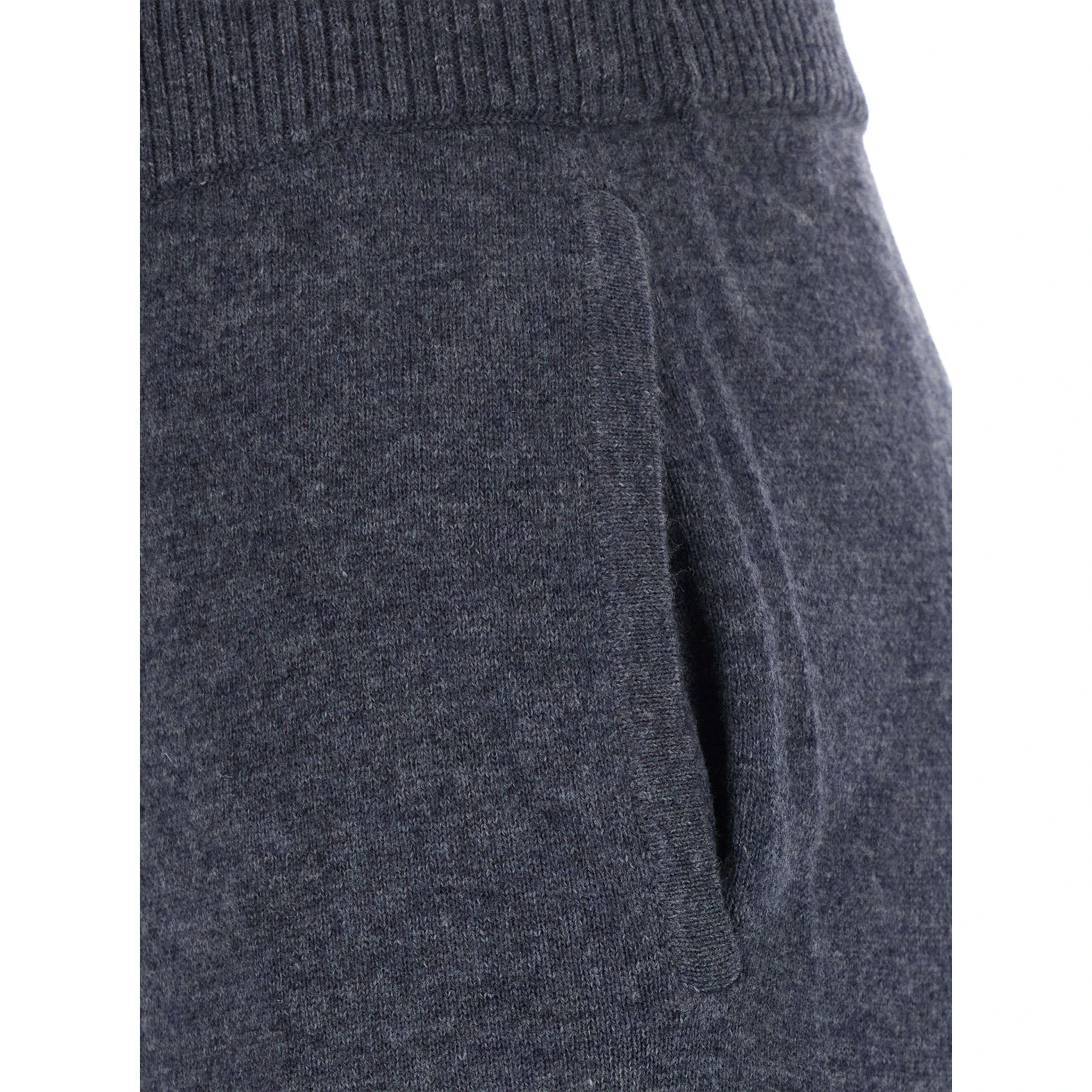 Gray pants with elasticated waist and logo patch on the back in wool and cashmere for women