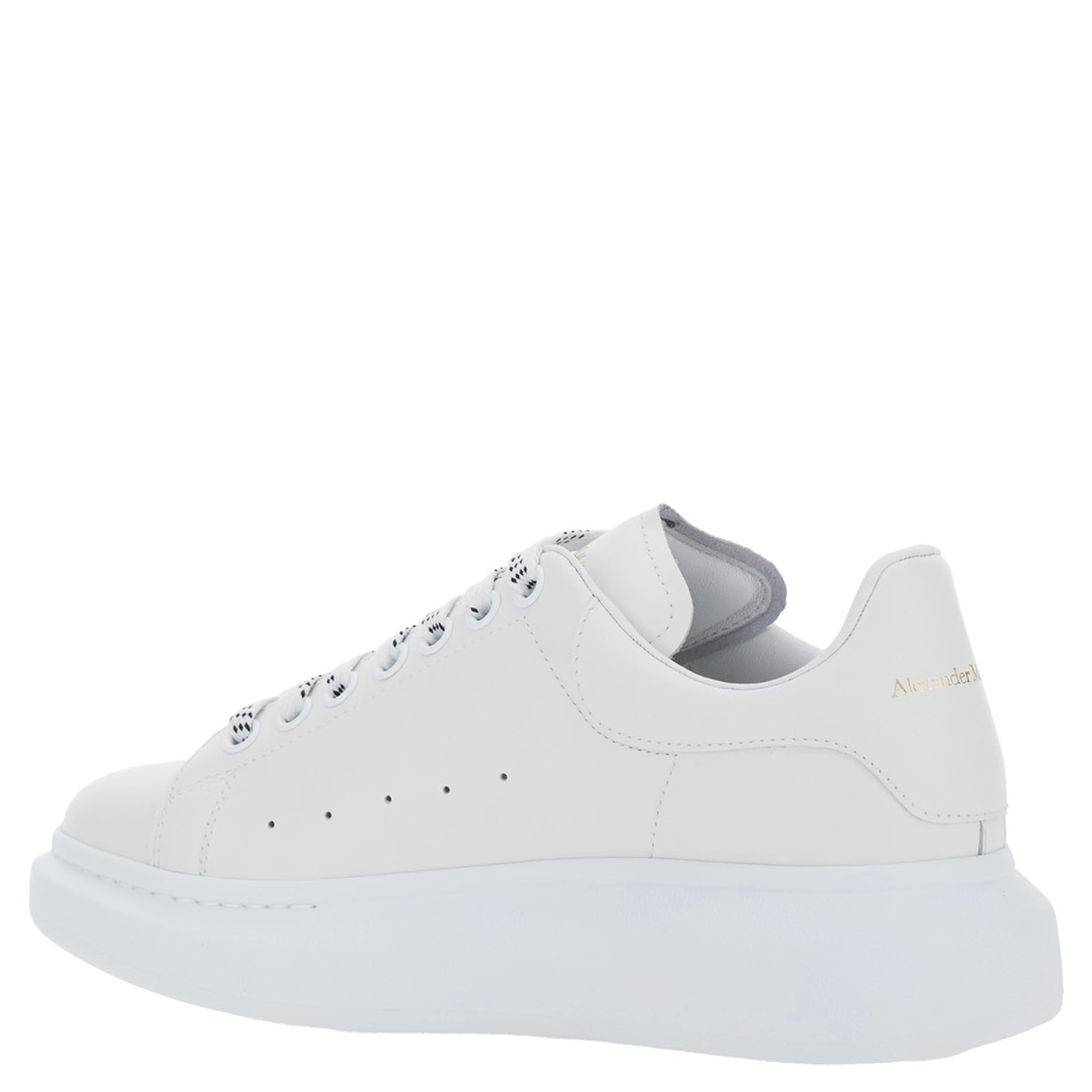 Low Top Sneaker Alexander McQueen with logo lettering on tongue and heel in white leather for men