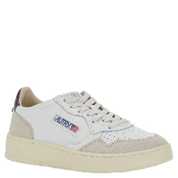 Medalist White Low Top Sneakers with Logo Patch on the Tongue in Leather for Women