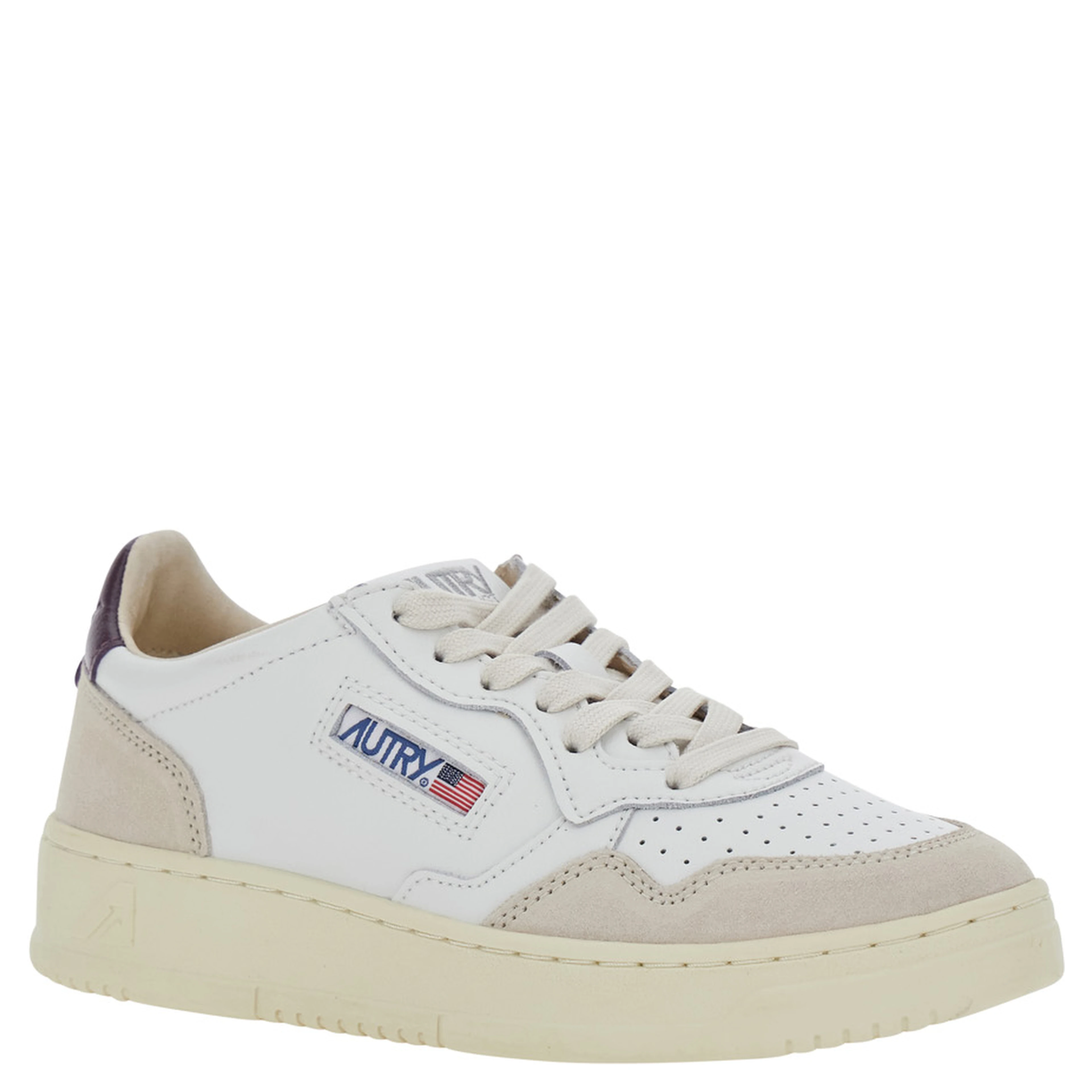 Medalist White Low Top Sneakers with Logo Patch on the Tongue in Leather for Women