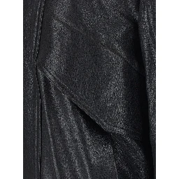 black Jackets with high collar and semi-elasticated waist in leather for women