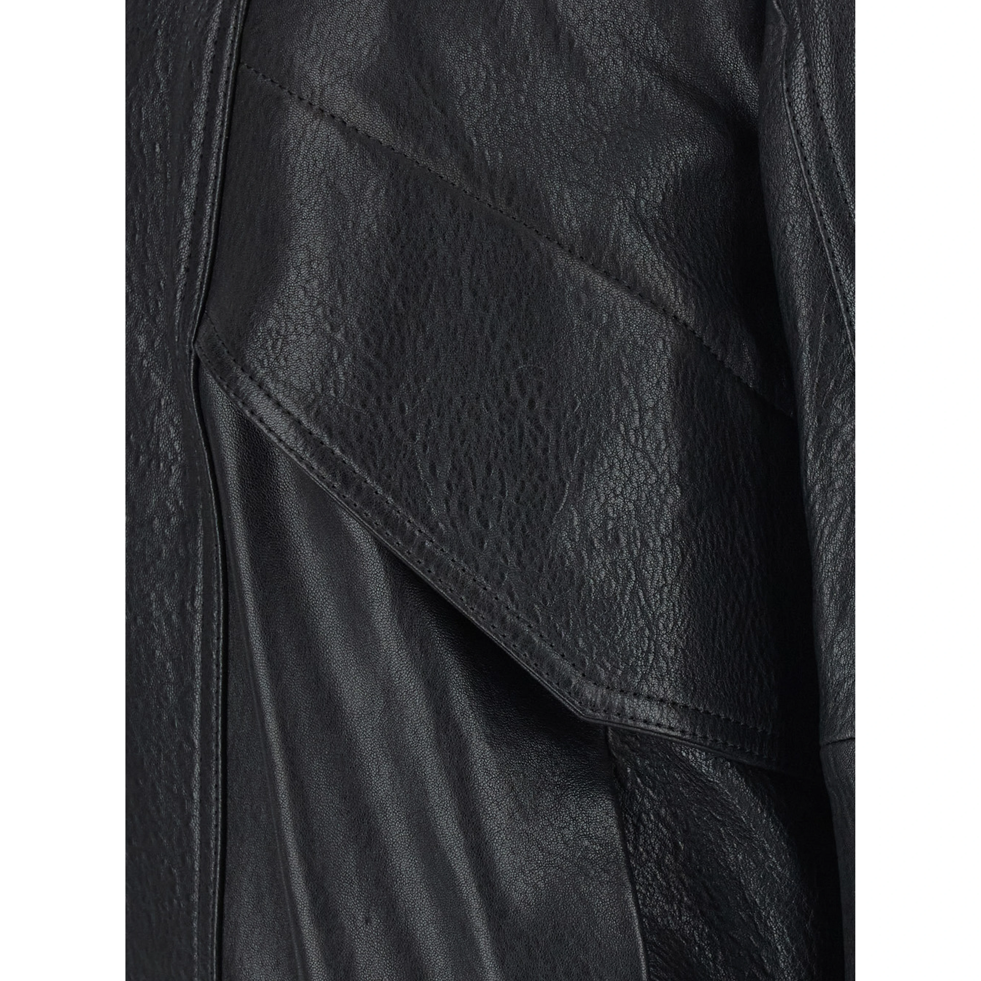 black Jackets with high collar and semi-elasticated waist in leather for women