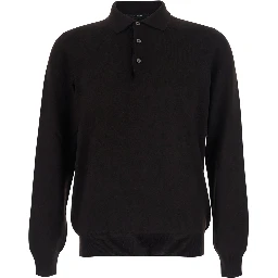 Polo Shirt with Long Sleeves in Brown for Men