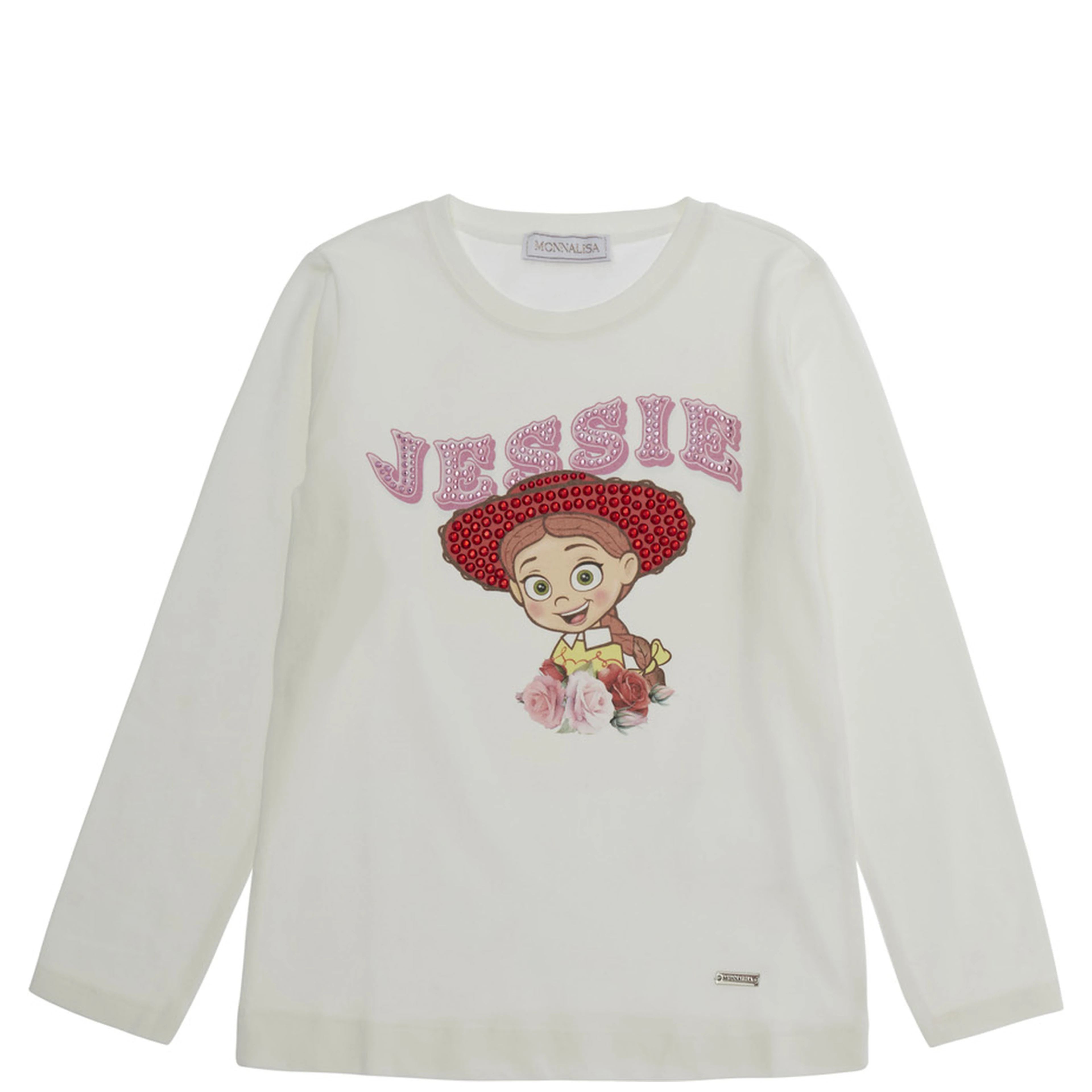 White Long Sleeve T-shirt with Front Print in Cotton Girl