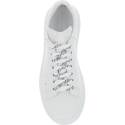 Low Top Sneaker Alexander McQueen with logo lettering on tongue and heel in white leather for men