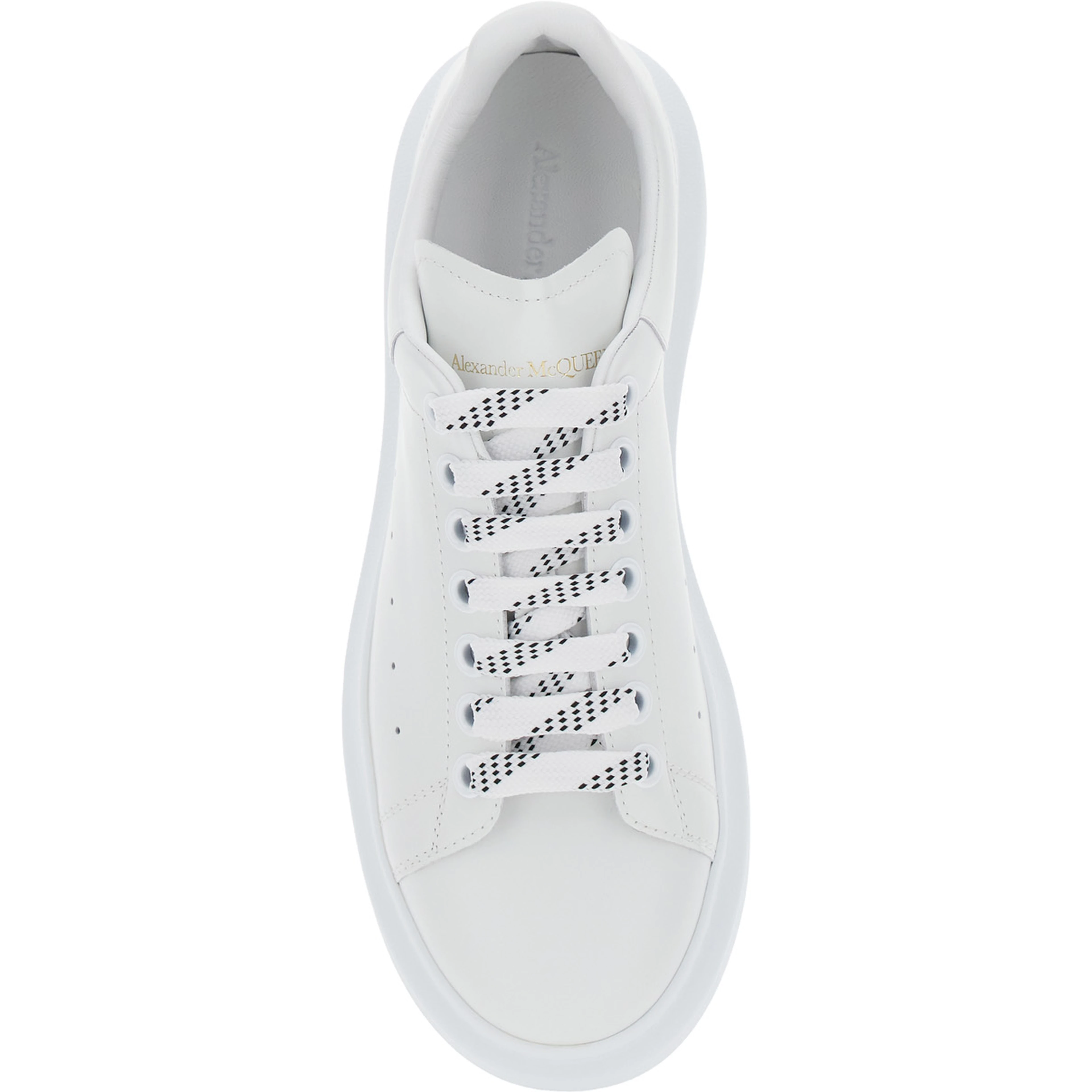 Low Top Sneaker Alexander McQueen with logo lettering on tongue and heel in white leather for men