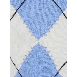 Berna Light blue sweater with argyle motif and perforated details in wool and cashmere for women