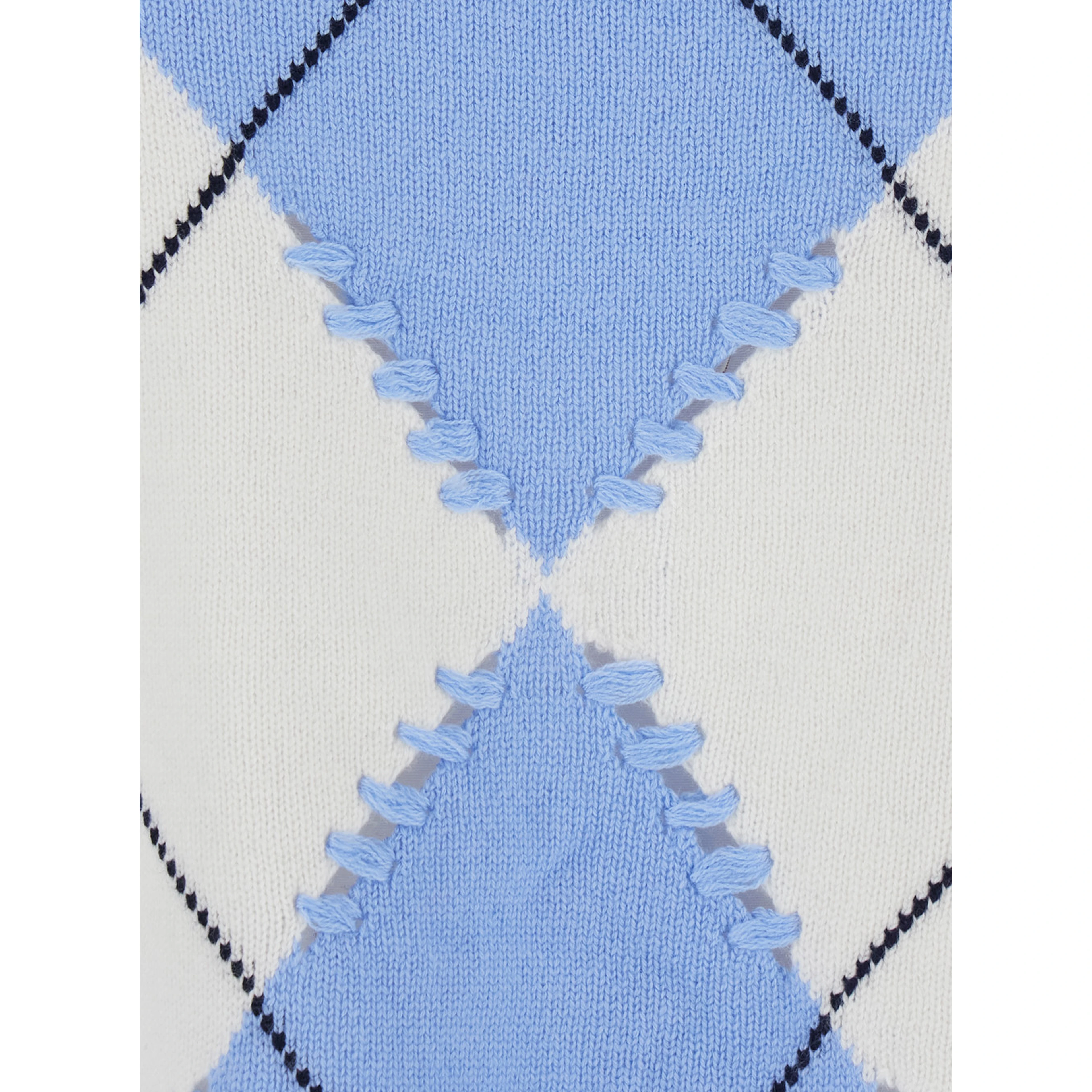 Berna Light blue sweater with argyle motif and perforated details in wool and cashmere for women