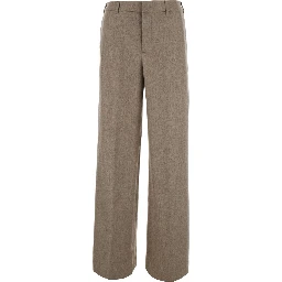 Lorenza Beige Pants with Belt Loops in wool and cashmere for women