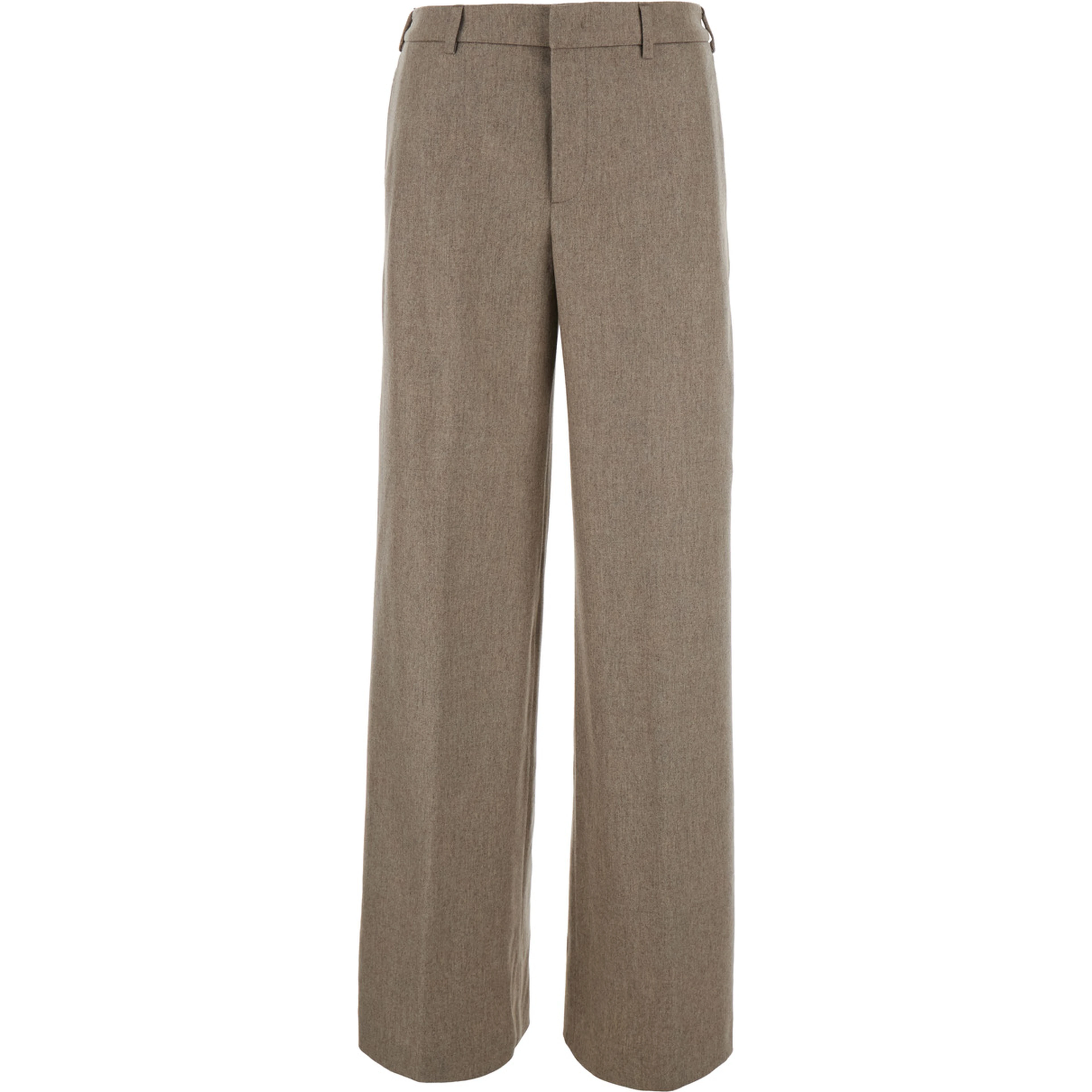 Lorenza Beige Pants with Belt Loops in wool and cashmere for women