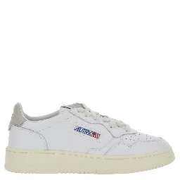 Medalist White Low Top Sneakers with Logo Patch on the Tongue in Leather for Women