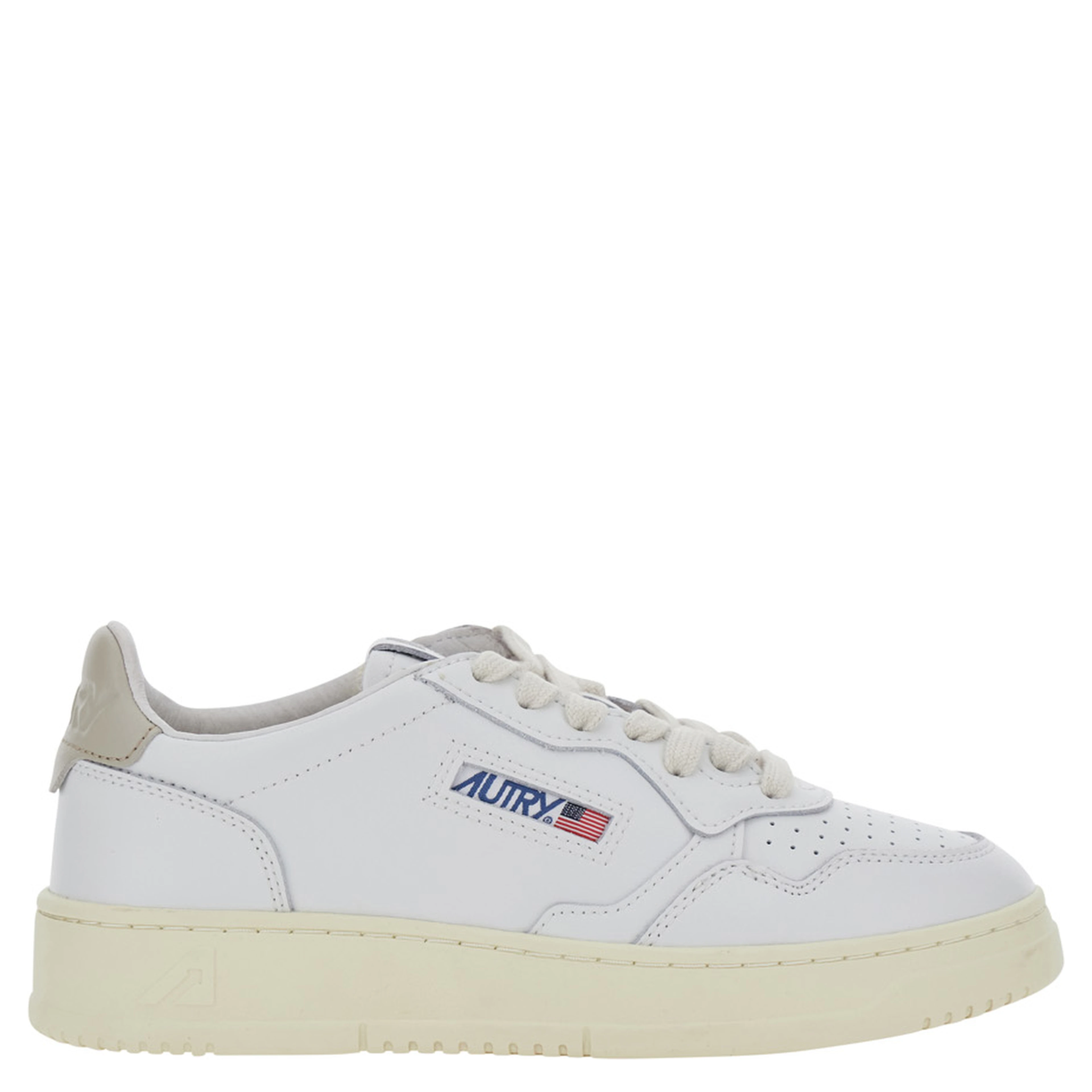 Medalist White Low Top Sneakers with Logo Patch on the Tongue in Leather for Women
