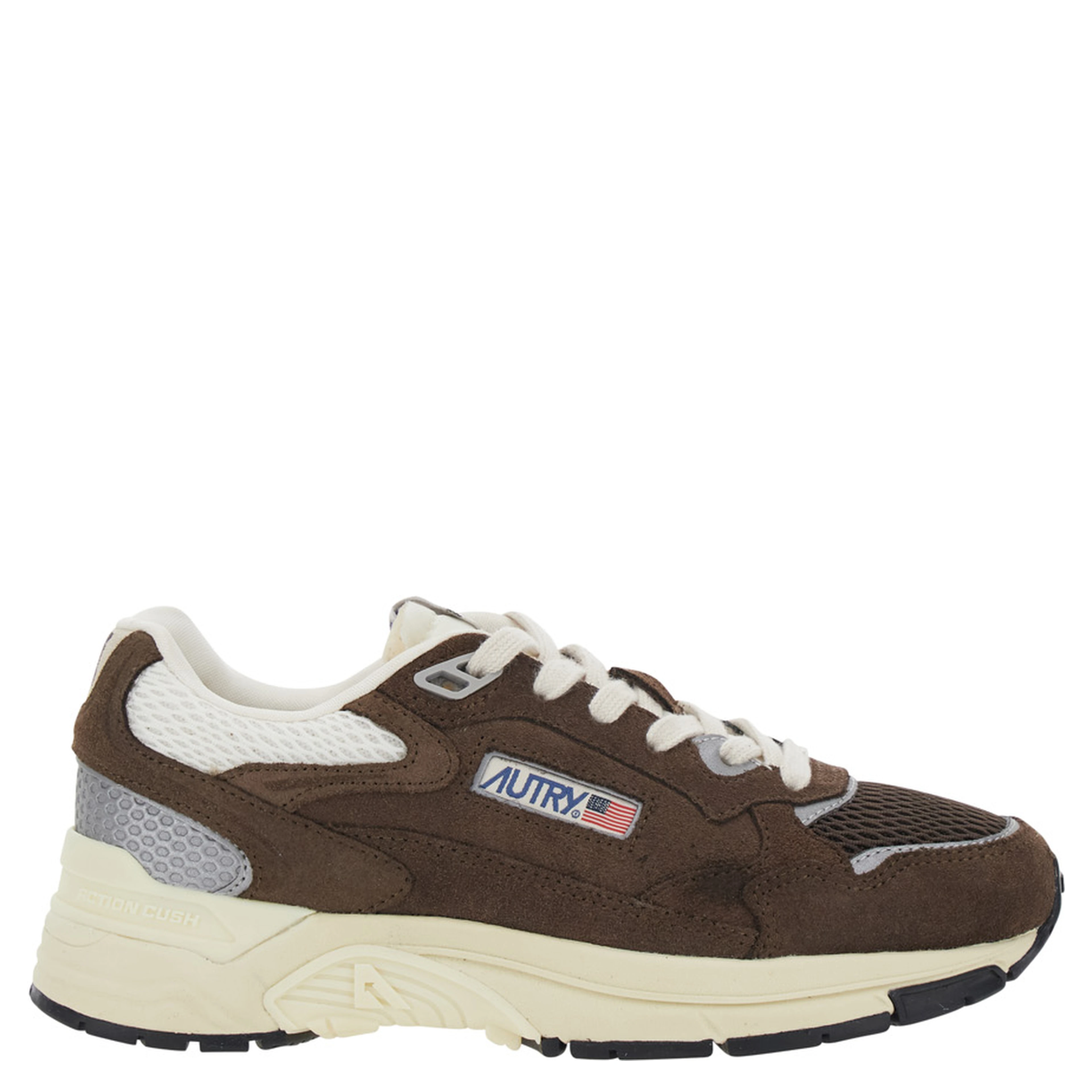 Hyperway Brown Low Top Sneaker with Logo Patch on Tongue and Side in Suede and Fabric for Women