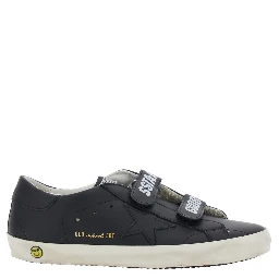 Old School Black Low Sneakers with Tone-on-Tone Star Patch in Leather Boy