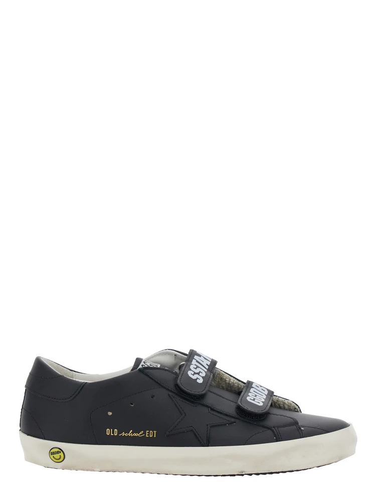Old School Black Low Sneakers with Tone-on-Tone Star Patch in Leather Boy
