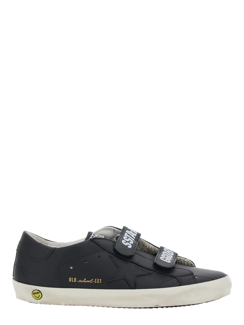 Old School Black Low Sneakers with Tone-on-Tone Star Patch in Leather Boy