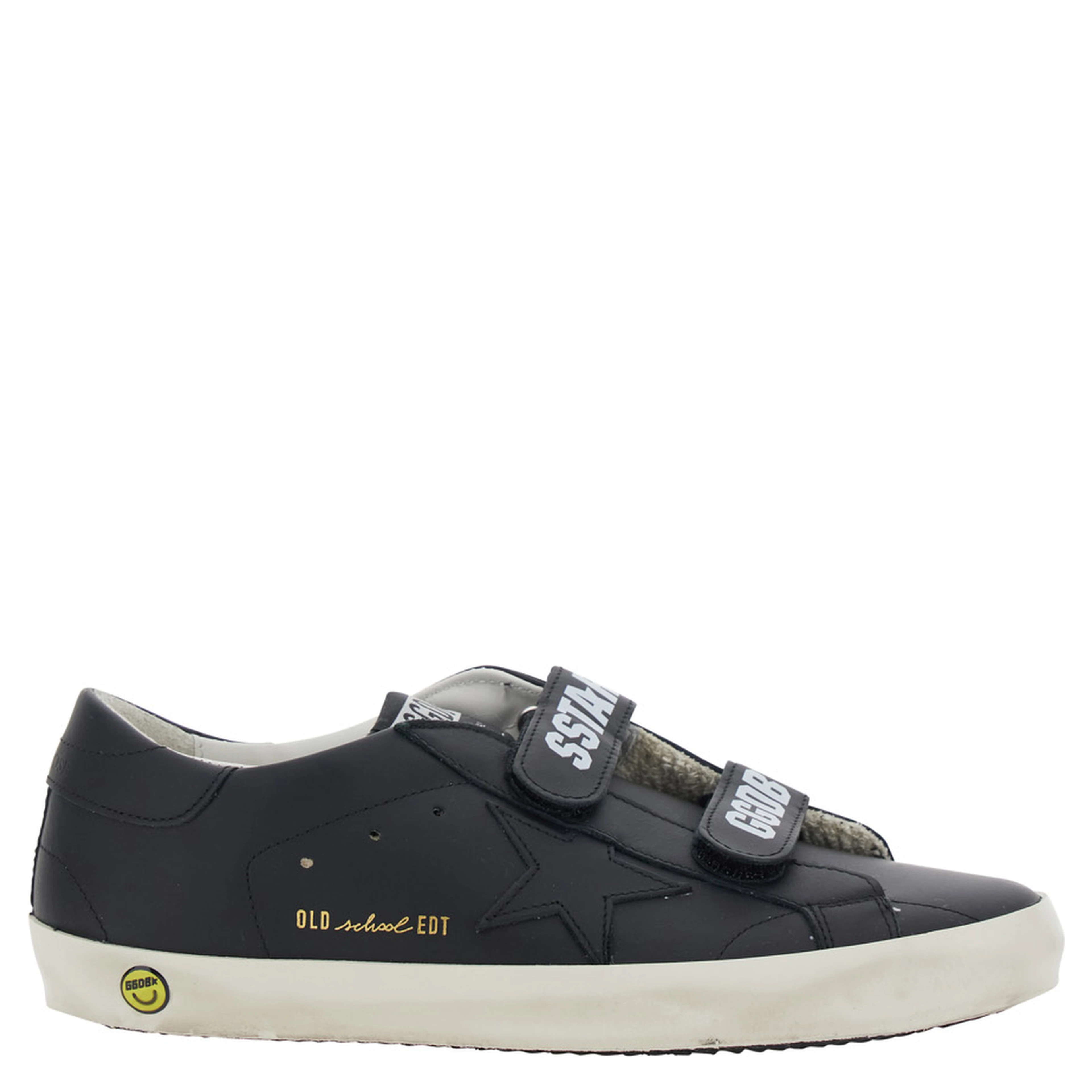 Old School Black Low Sneakers with Tone-on-Tone Star Patch in Leather Boy