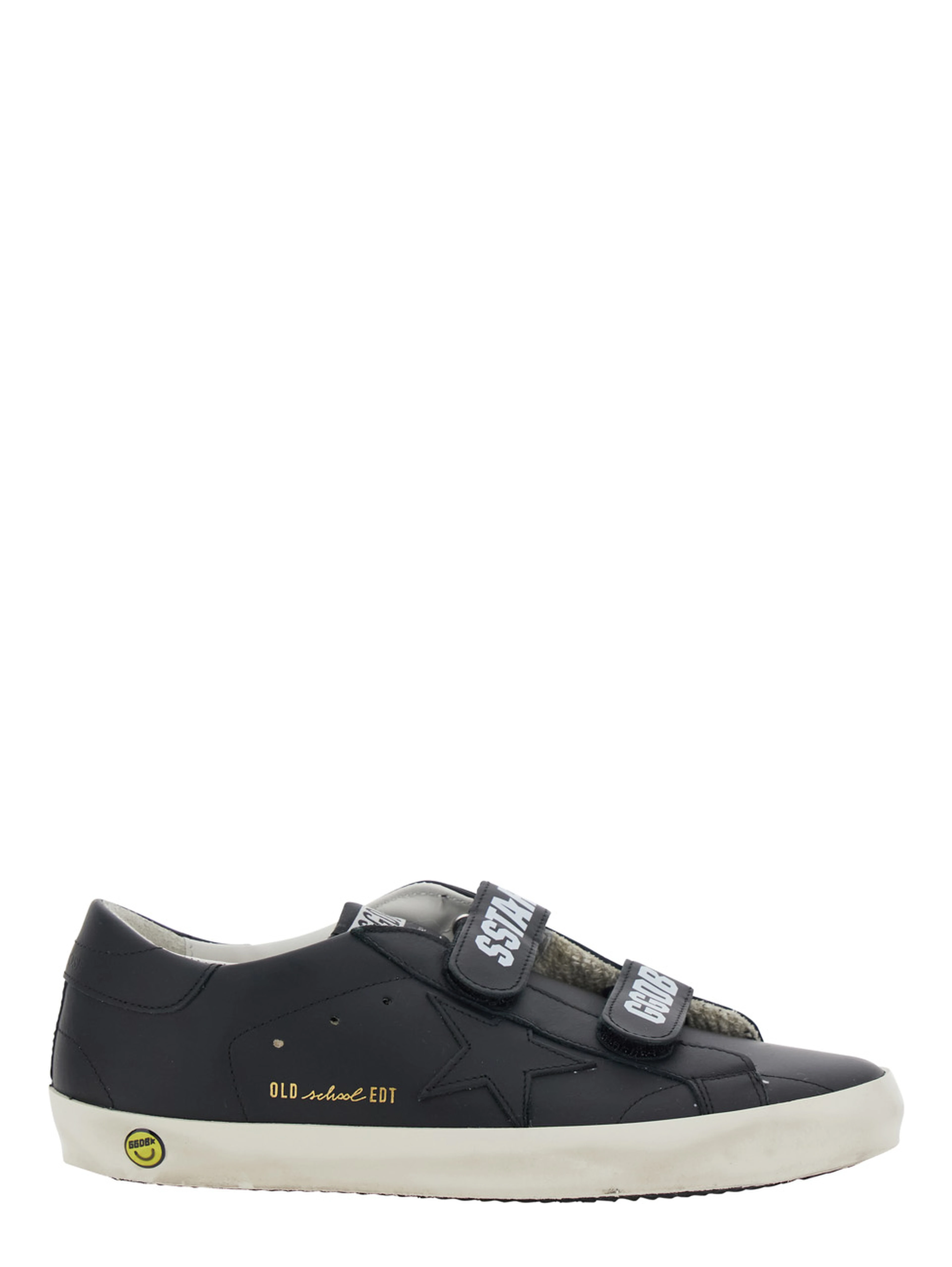 Old School Black Low Sneakers with Tone-on-Tone Star Patch in Leather Boy