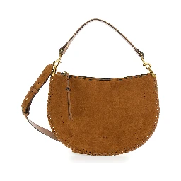 Louise Brown Shoulder Bag with Removable Strap in Suede for Women