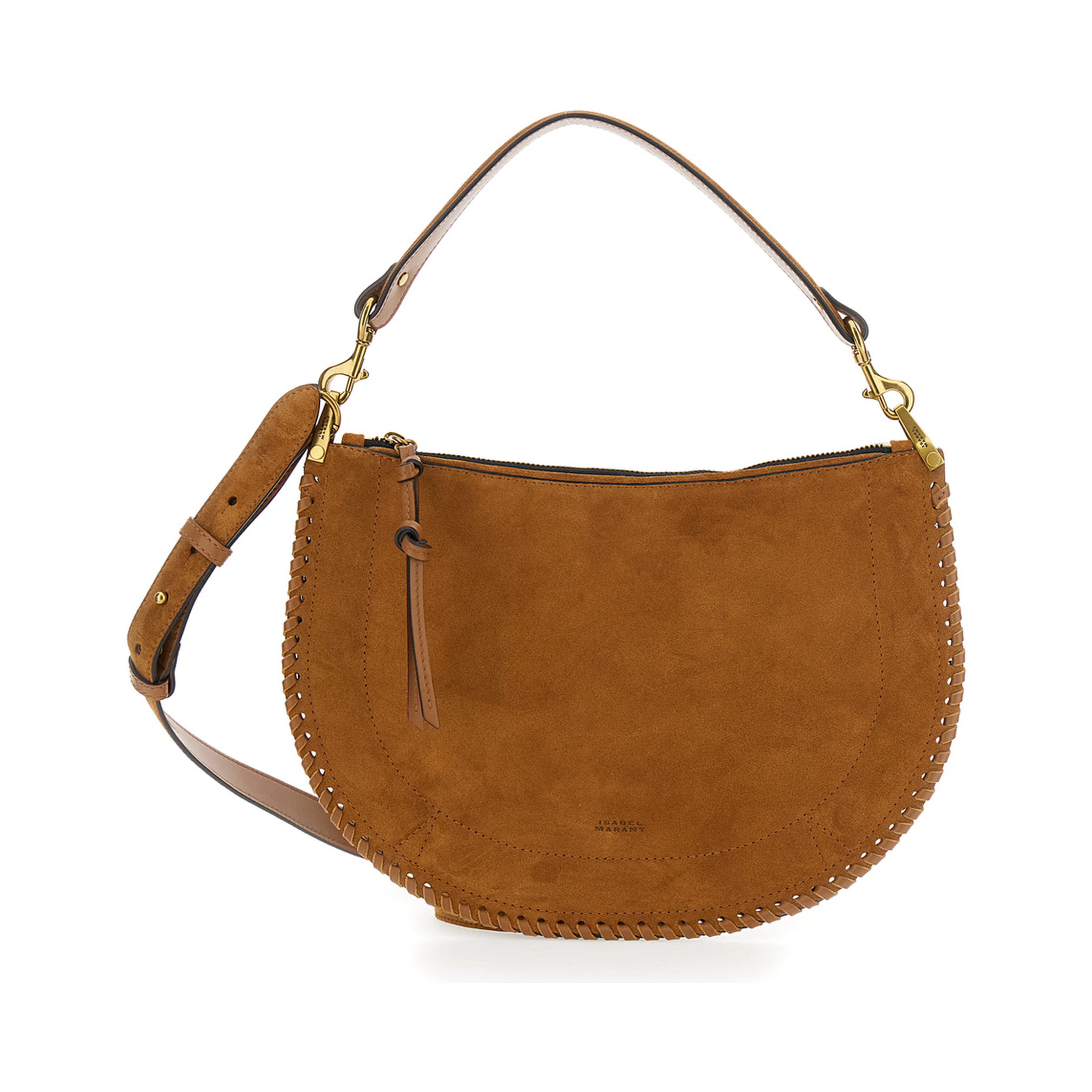 Louise Brown Shoulder Bag with Removable Strap in Suede for Women