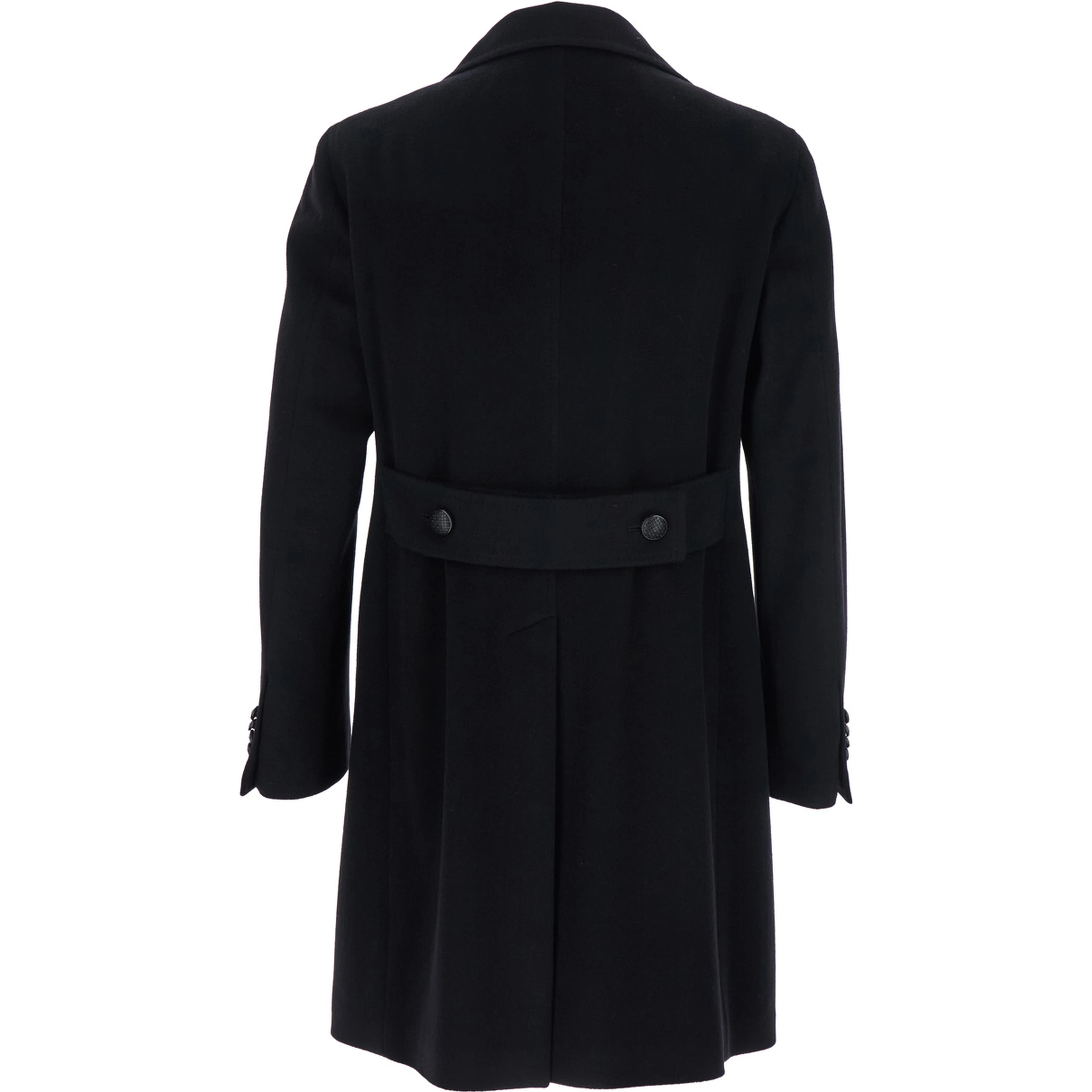 Black Coat with Notched Revers and Button Closure in Wool for Men
