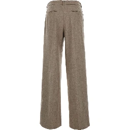 Lorenza Beige Pants with Belt Loops in wool and cashmere for women
