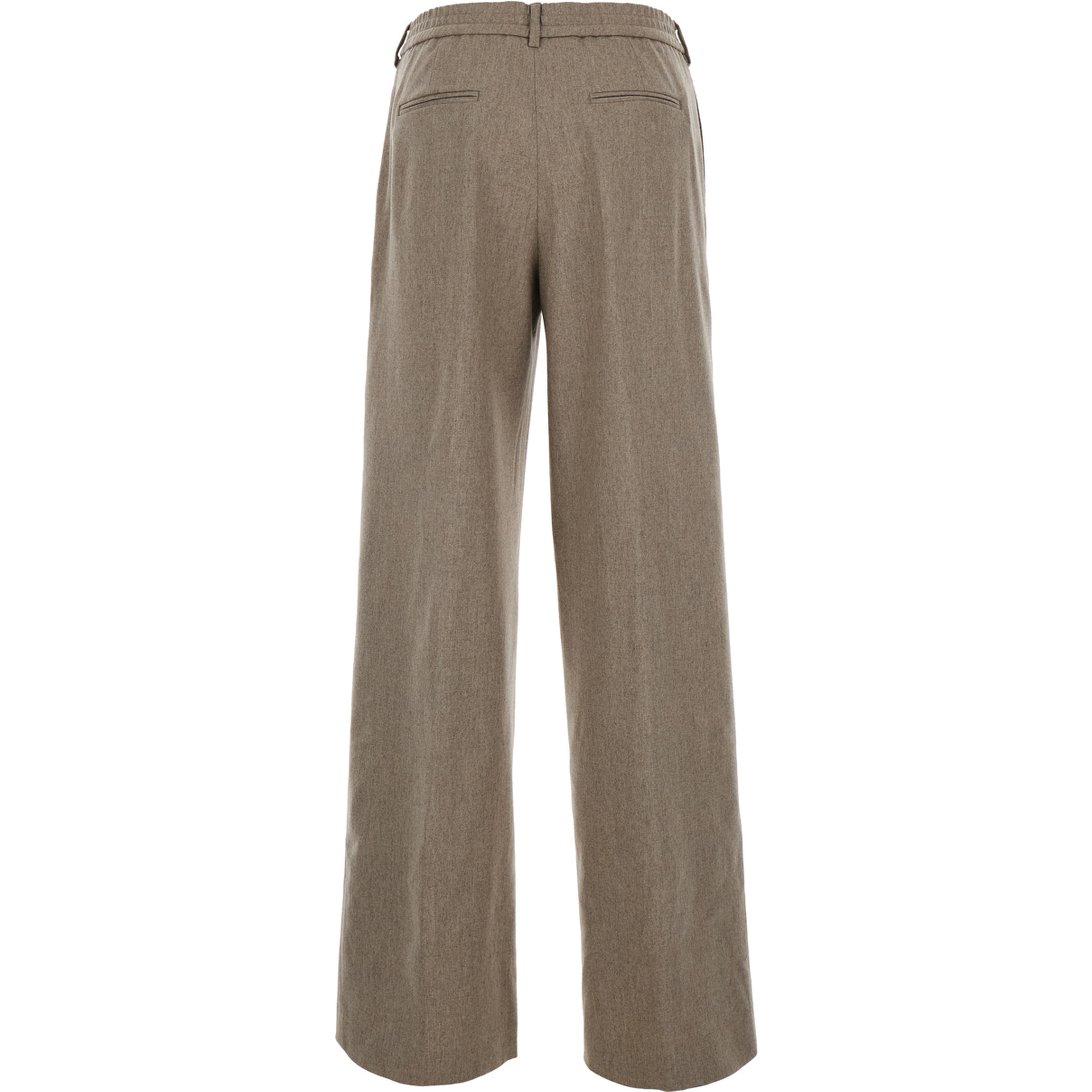 Lorenza Beige Pants with Belt Loops in wool and cashmere for women