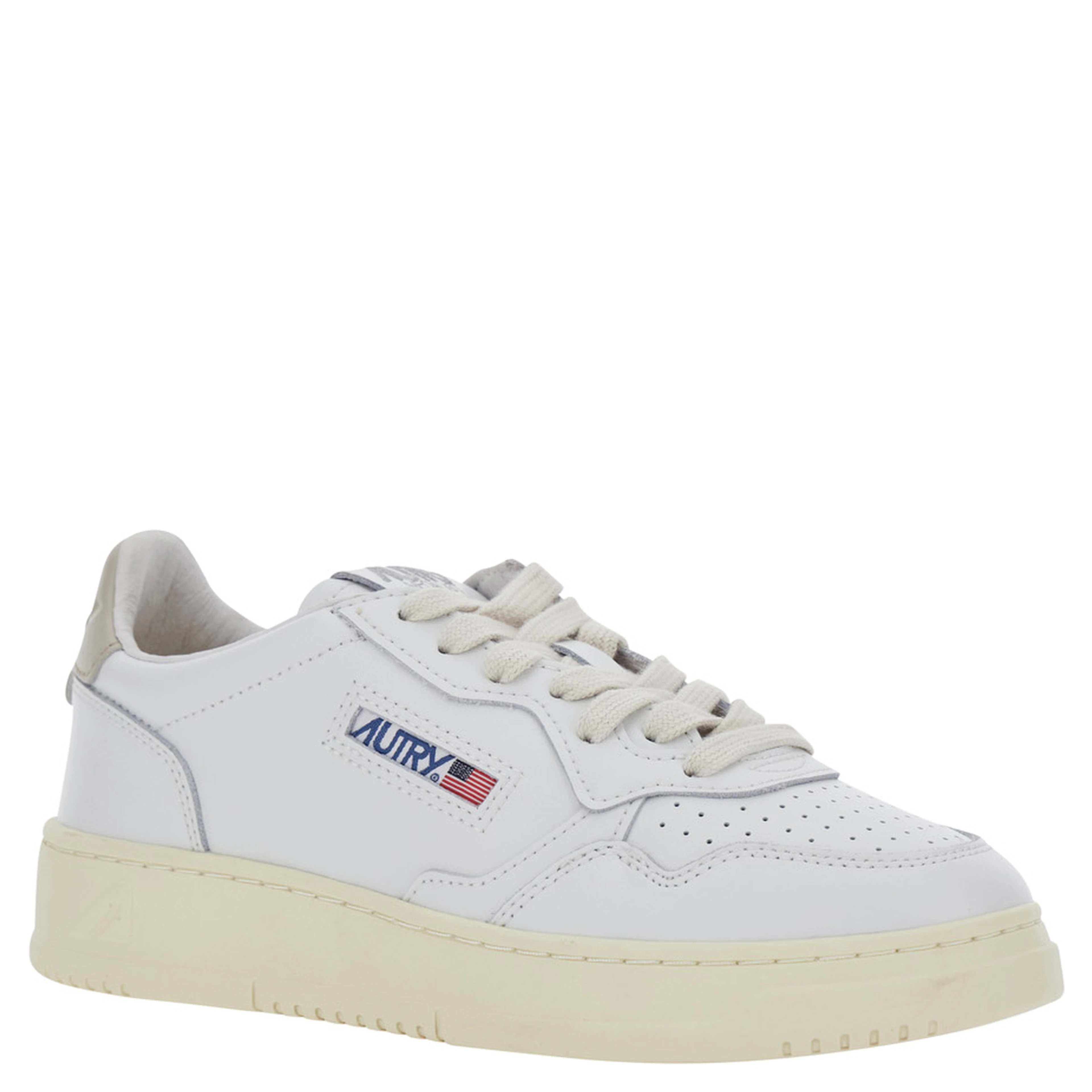 Medalist White Low Top Sneakers with Logo Patch on the Tongue in Leather for Women