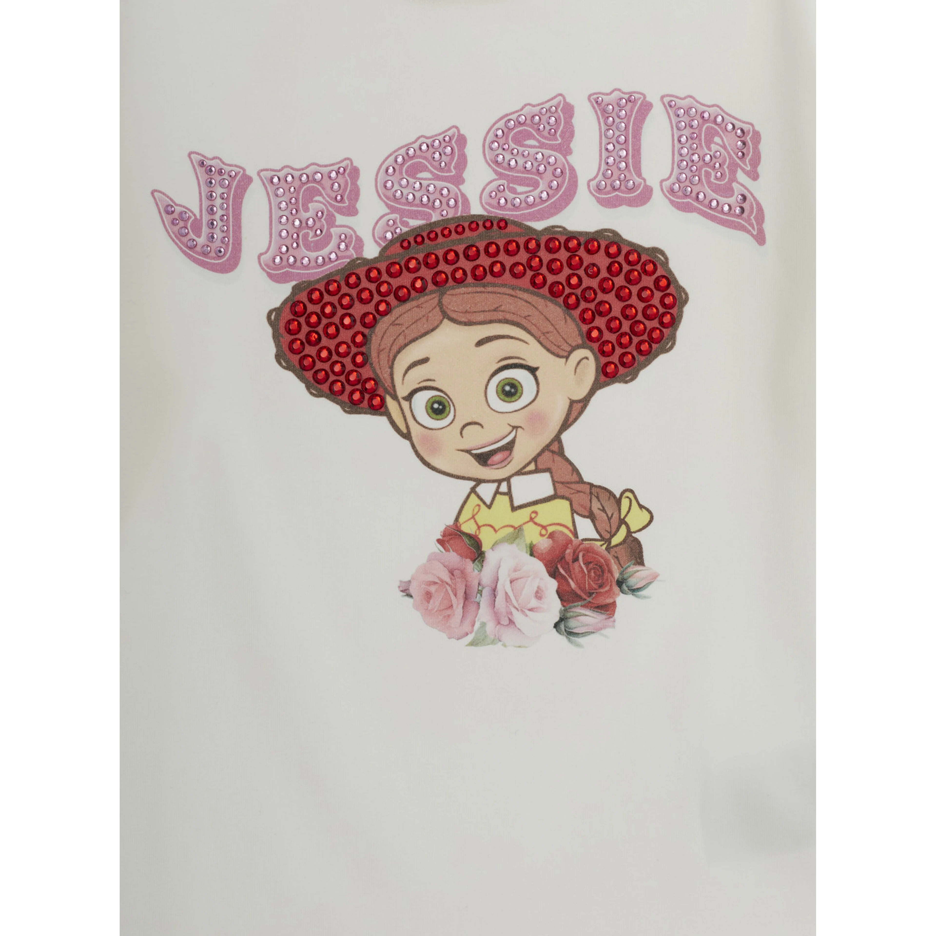 White Long Sleeve T-shirt with Front Print in Cotton Girl