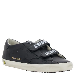 Old School Black Low Sneakers with Tone-on-Tone Star Patch in Leather Boy
