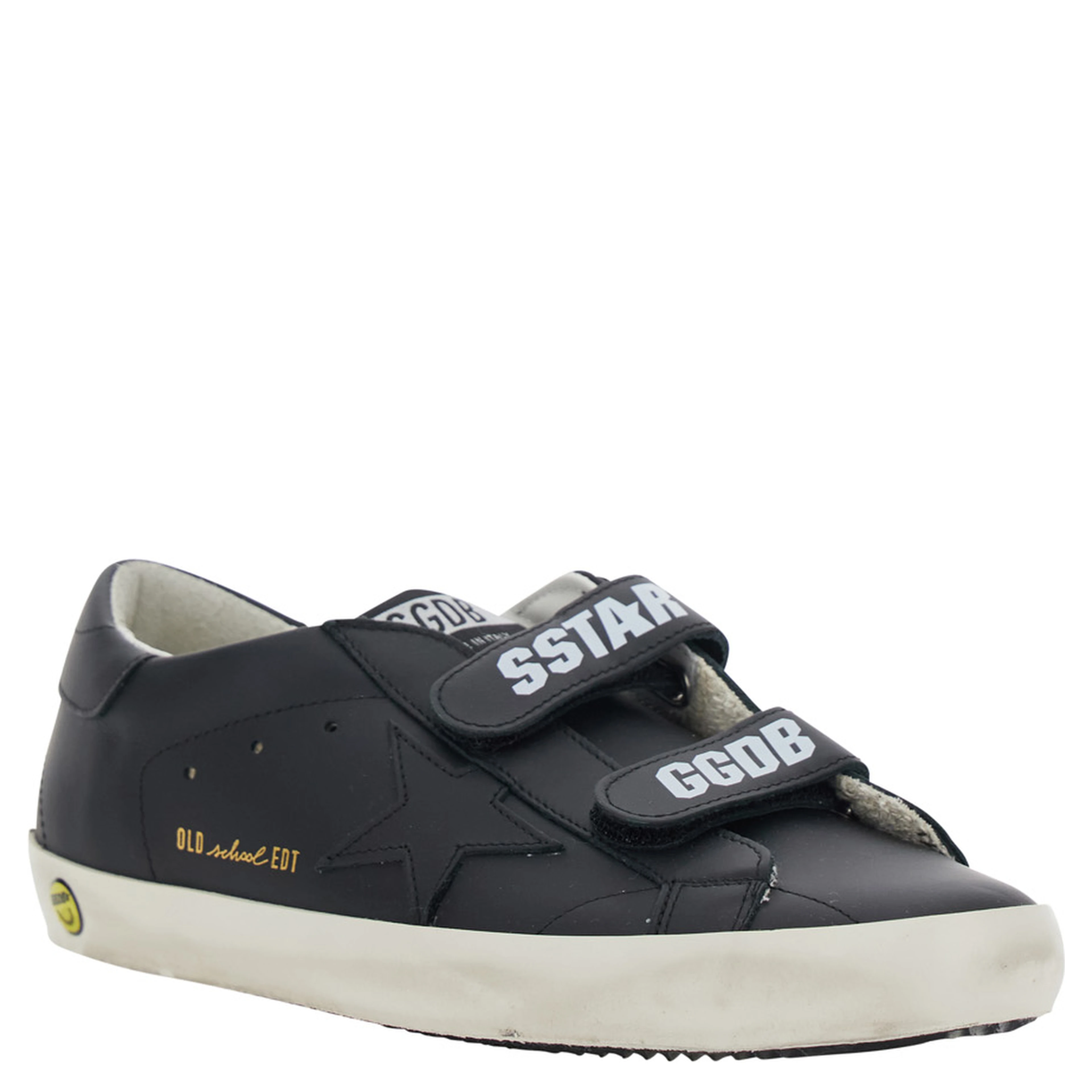 Old School Black Low Sneakers with Tone-on-Tone Star Patch in Leather Boy
