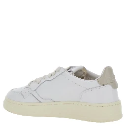Medalist White Low Top Sneakers with Logo Patch on the Tongue in Leather for Women