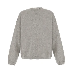 Gray Crewneck sweatshirt with logo lettering on the back in cotton for men