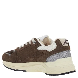 Hyperway Brown Low Top Sneaker with Logo Patch on Tongue and Side in Suede and Fabric for Women