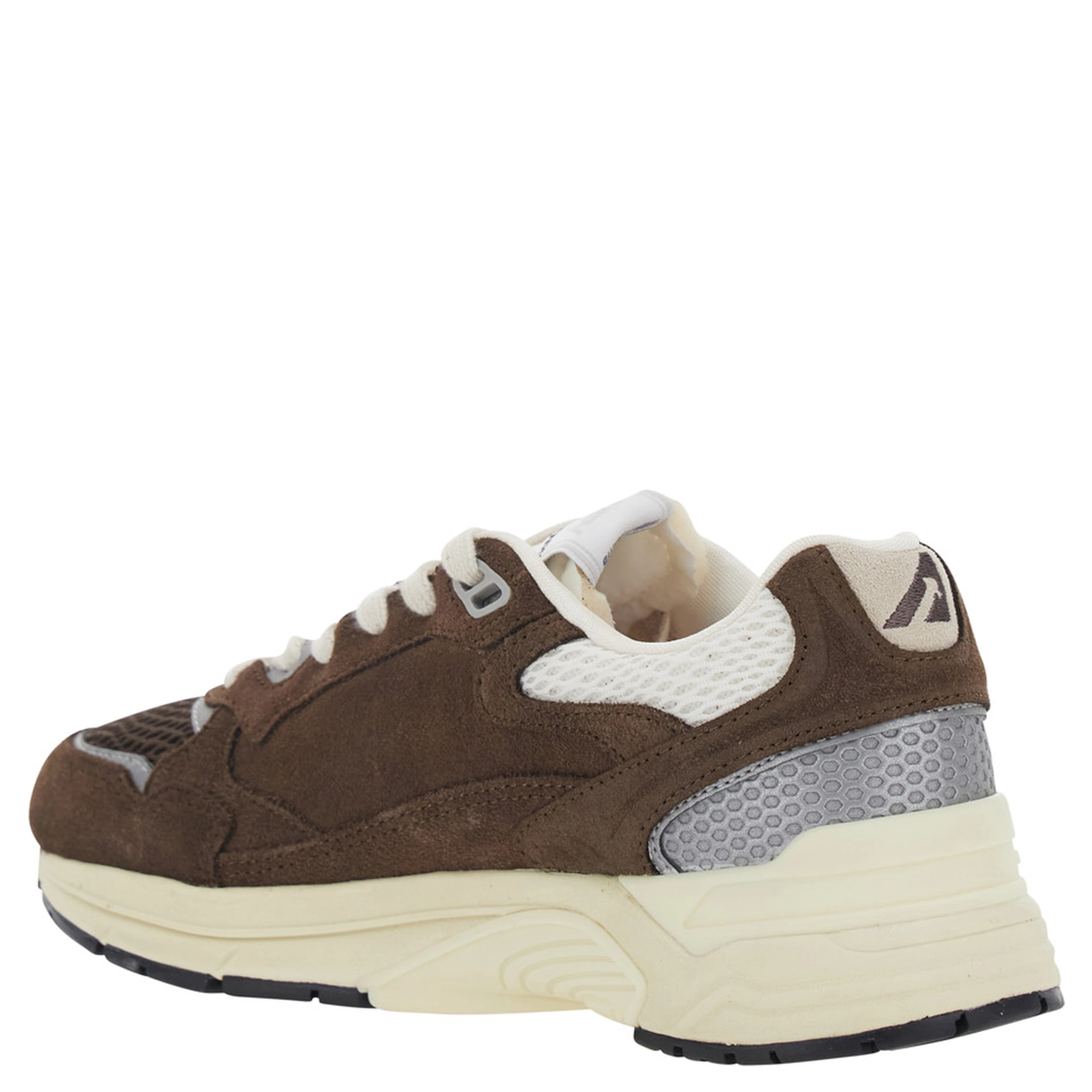 Hyperway Brown Low Top Sneaker with Logo Patch on Tongue and Side in Suede and Fabric for Women