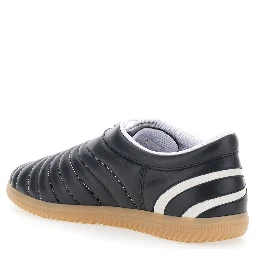 Black Low top sneakers with Panther patch detail on the side and flame motif in  leather for men