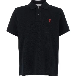 Polo Shirt with Embroidered ADC Logo on the Front in Black Cotton for Men