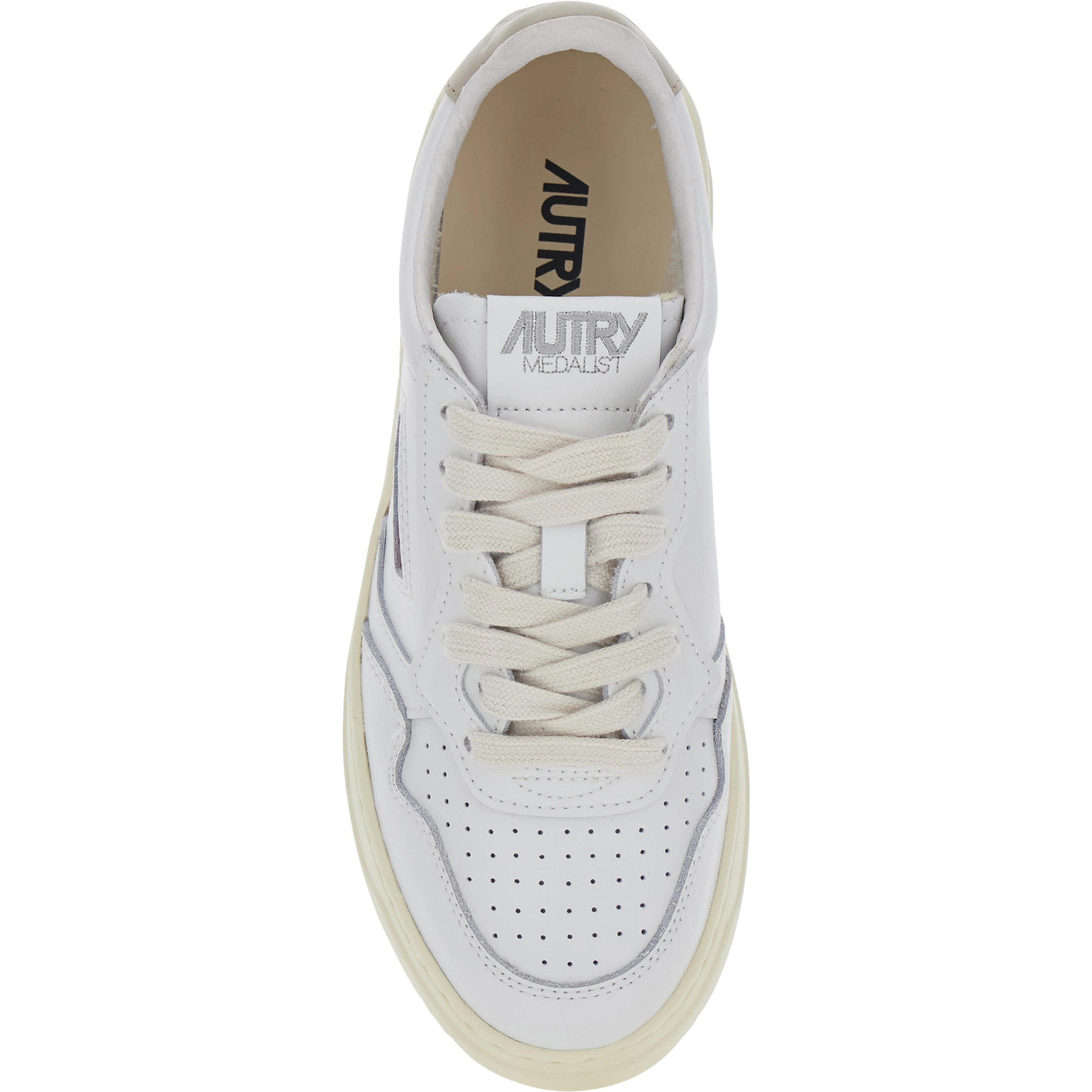 Medalist White Low Top Sneakers with Logo Patch on the Tongue in Leather for Women