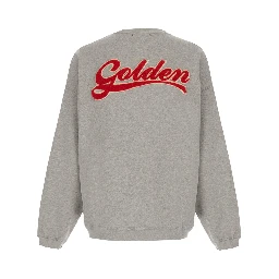 Gray Crewneck sweatshirt with logo lettering on the back in cotton for men