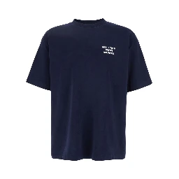 T-Shirt Le T-Shirt Slogan Crew Neck with Slogan Print on Front and Back in Blue Cotton for Men