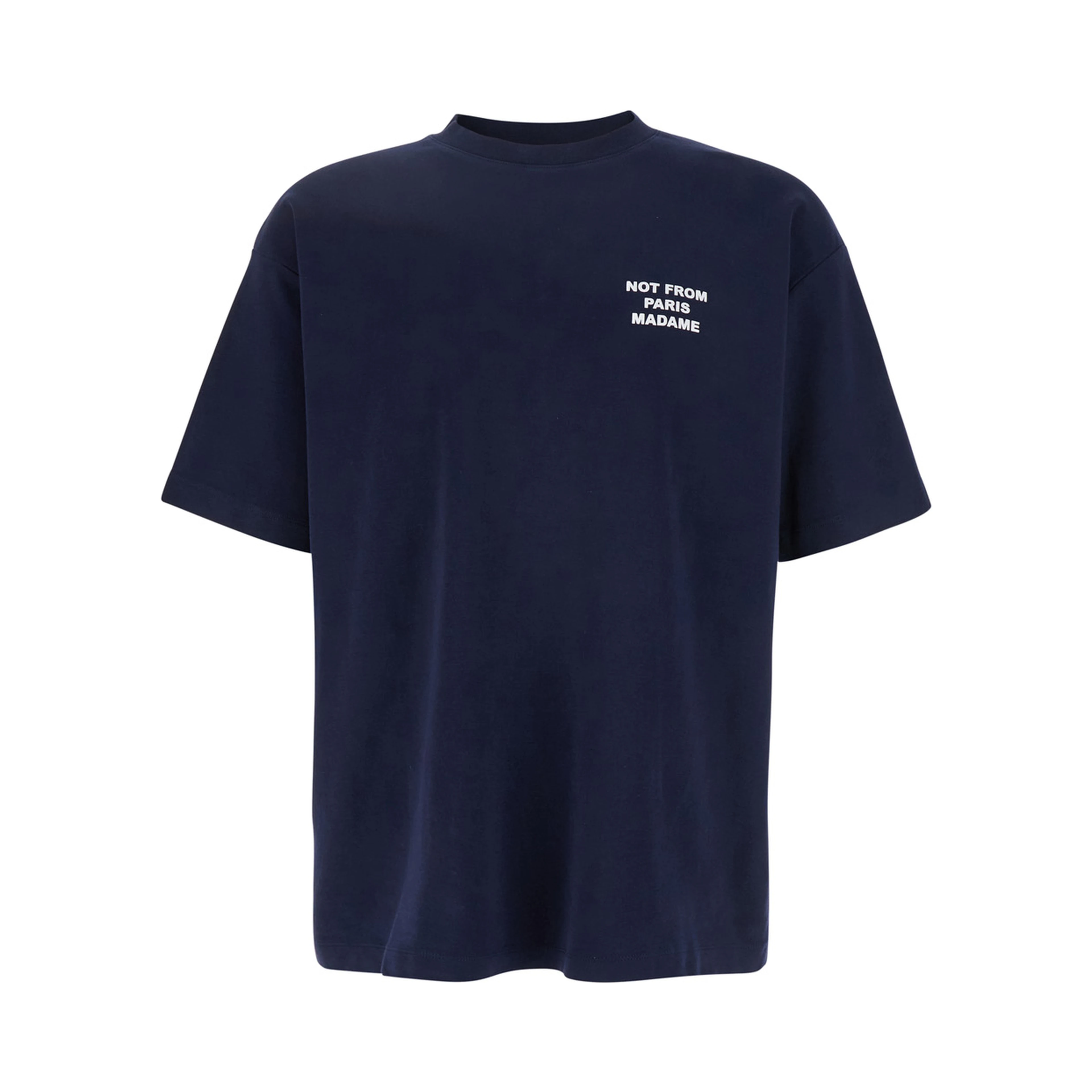T-Shirt Le T-Shirt Slogan Crew Neck with Slogan Print on Front and Back in Blue Cotton for Men