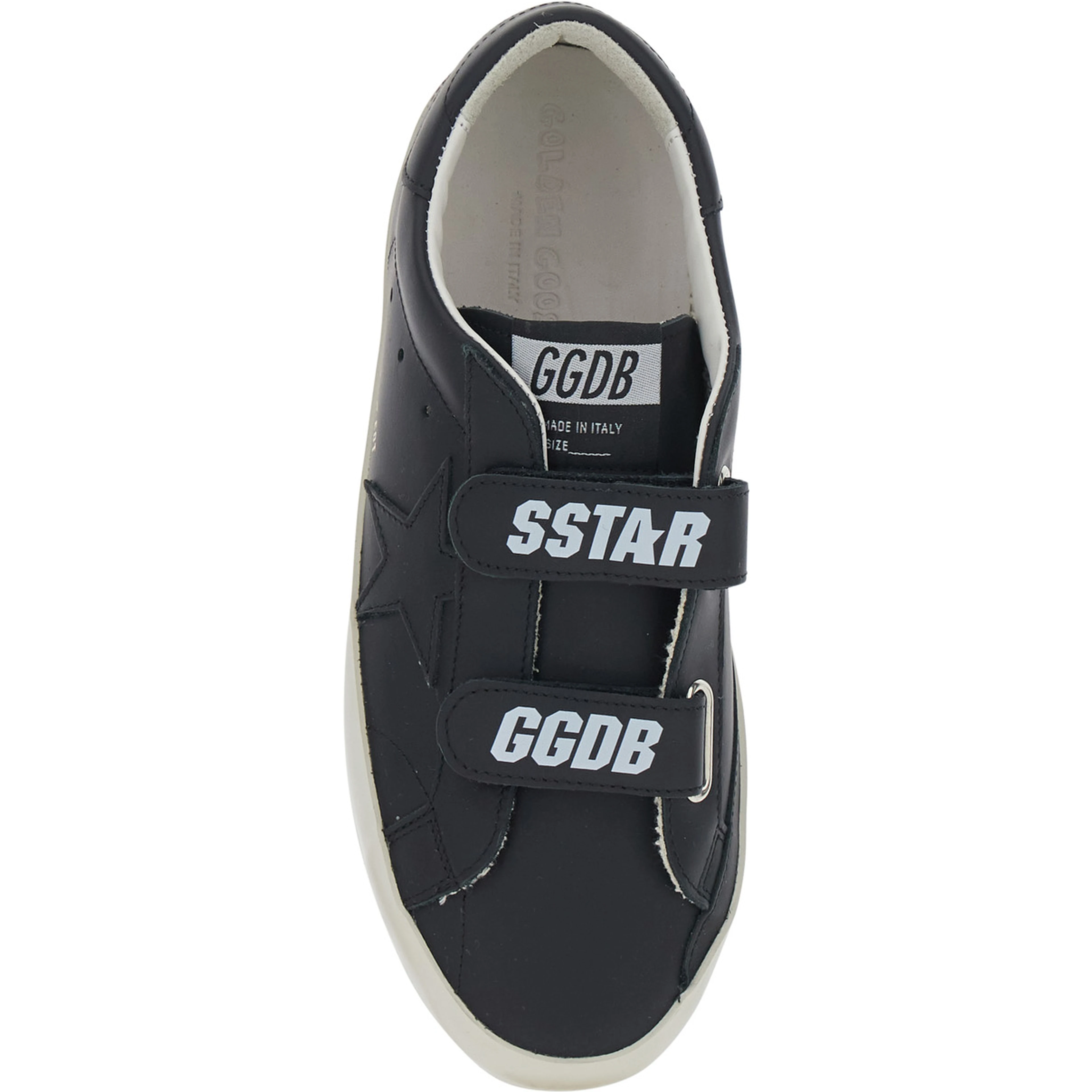 Old School Black Low Sneakers with Tone-on-Tone Star Patch in Leather Boy