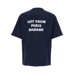T-Shirt Le T-Shirt Slogan Crew Neck with Slogan Print on Front and Back in Blue Cotton for Men