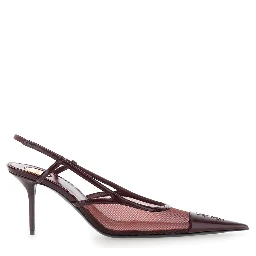 RENEE Bordeaux Pointed Pumps with Elastic Strap in Leather for Women