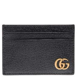 Card holder with GG plaque on the front in Black Leather for Men
